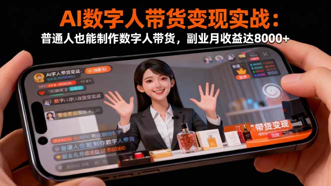 AI数字人带货变现实战:普通人也能制作数字人带货,副业月收益达8000+-极光库