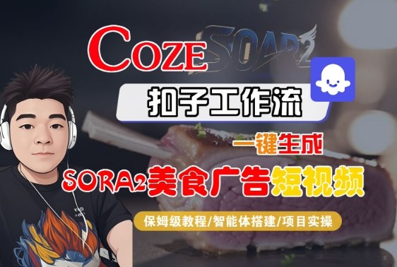 Coze扣子智能体工作流一键生成“SORA2美食广告“短视频,全流程保姆级教学-爱尚学堂