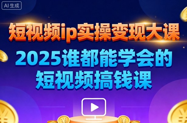 短视频ip实操变现大课,7月26-27日广州站线下课,2025谁都能学会的短视频搞钱课-爱尚学堂