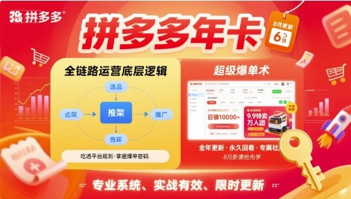 拼多多年卡,拼多多全链路运营底层逻辑,超级爆单术【更新10月】-爱尚学堂