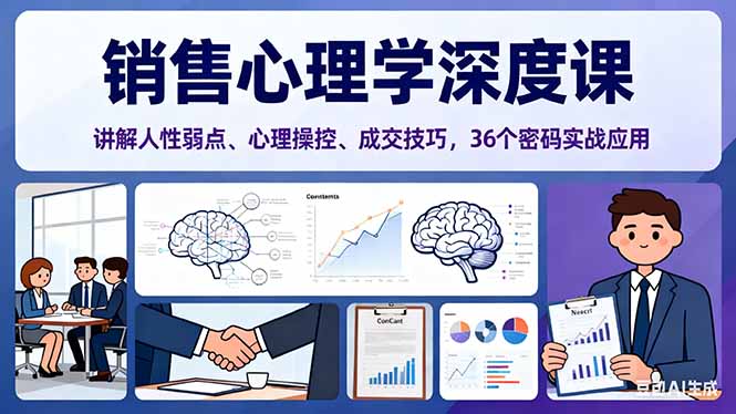 销售心理学深度课,讲解人性弱点、心理操控、成交技巧,36个密码实战应用-爱尚学堂