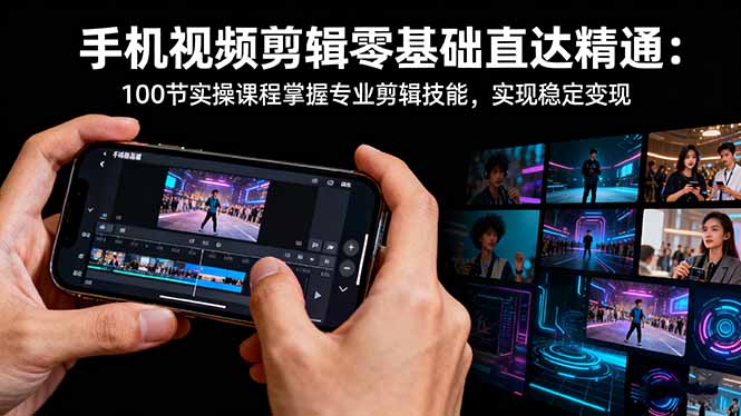 手机视频剪辑零基础直达精通:100节实操课程掌握专业剪辑技能,实现稳…-爱尚学堂