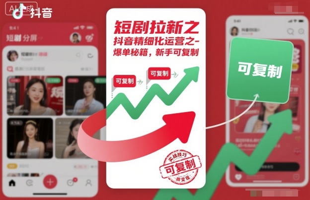 短剧拉新之抖音精细化运营之爆单秘籍,新手可复制-亮剑学堂