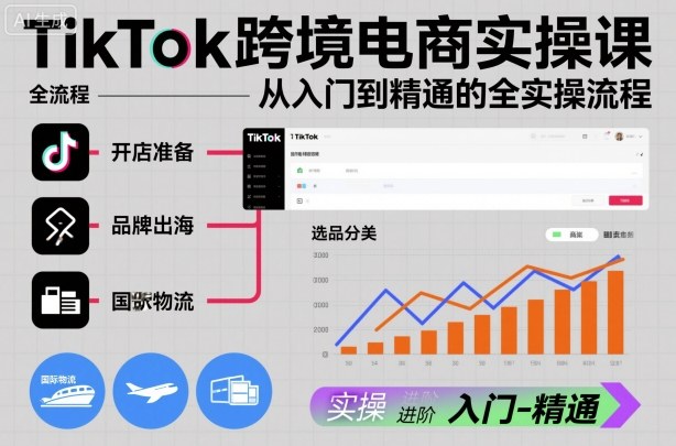 TikTok跨境电商实操课,从入门到精通的全实操流程-亮剑学堂
