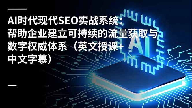 AI时代现代SEO实战系统:帮助企业建立可持续的流量获取与数字权威体系(英文授课+中文字幕)-极光库