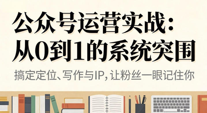 公众号运营实战,从定位到变现的全流程,从0到1的系统突围-亮剑学堂