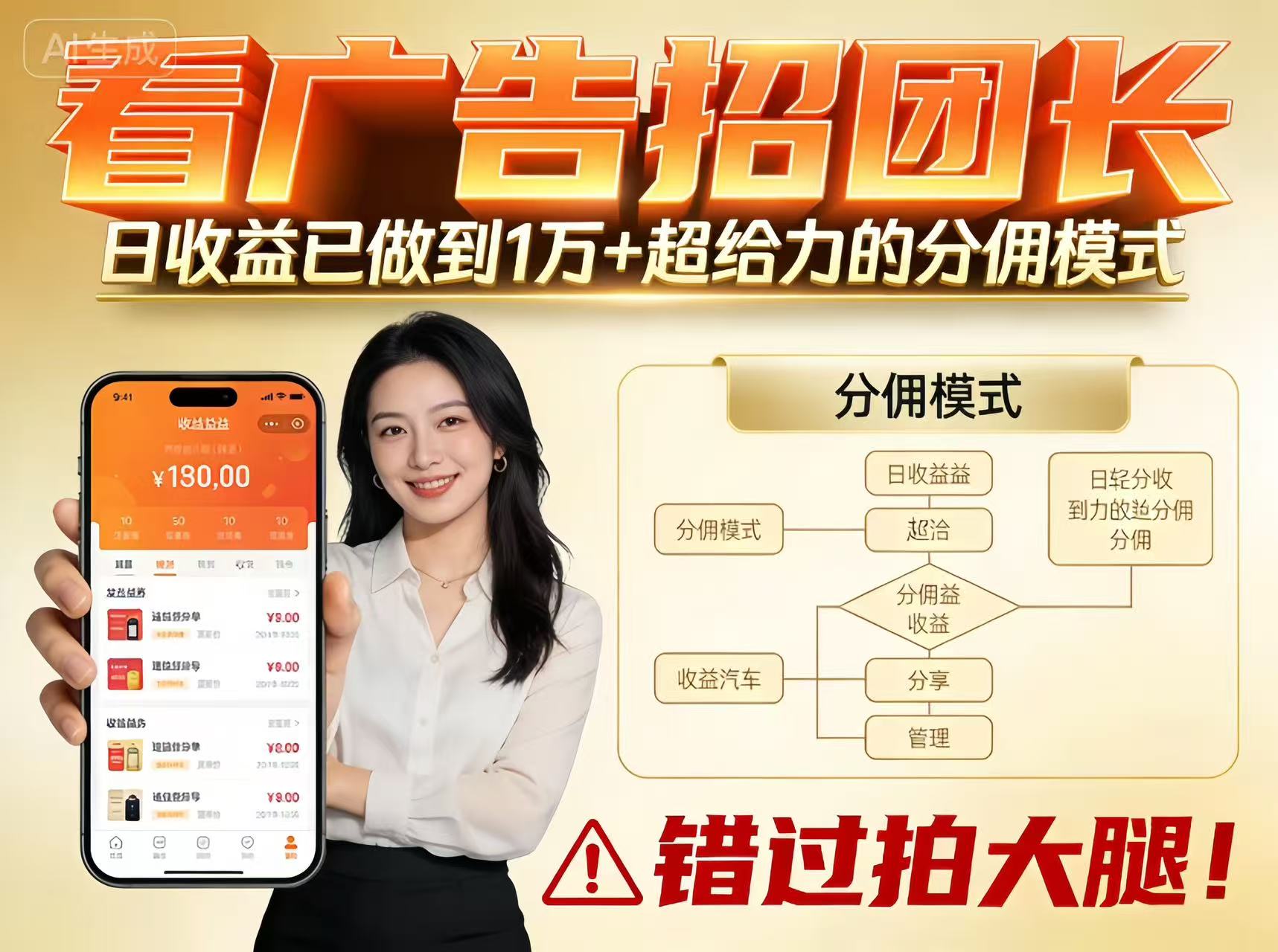 看广告招团长,团队收益已做到日入1万,分佣模式超给力,错过拍大腿-亮剑学堂