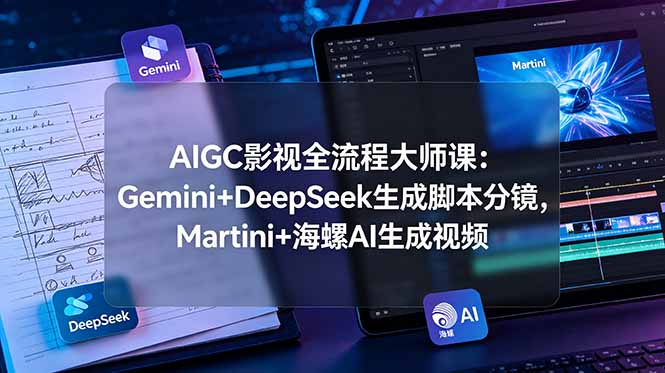AIGC影视全流程大师课:Gemini+DeepSeek生成脚本分镜,Martini+海螺AI生成视频-极光库