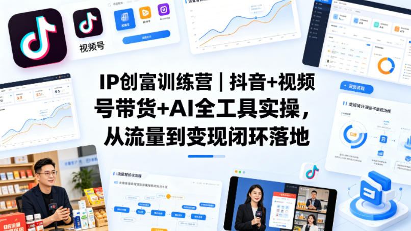 IP创富训练营｜抖音+视频号带货+AI全工具实操，从流量到变现闭环落地-极光库