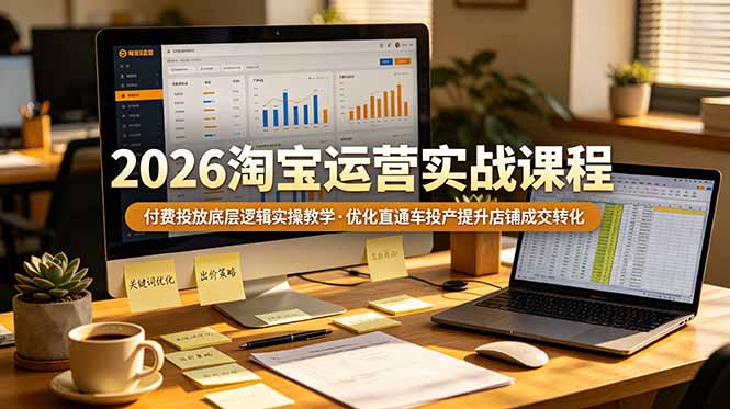 2026 淘宝运营实战课程，付费投放底层逻辑实操教学，优化直通车投产提升店铺成交转化-极光库