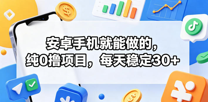 安卓手机就能做的，纯0撸项目，每天稳定30+-极光库