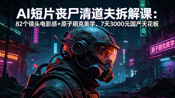 AI短片《丧尸清道夫》拆解课:82个镜头电影感+原子朋克美学,7天3000元国产天花板-极光库