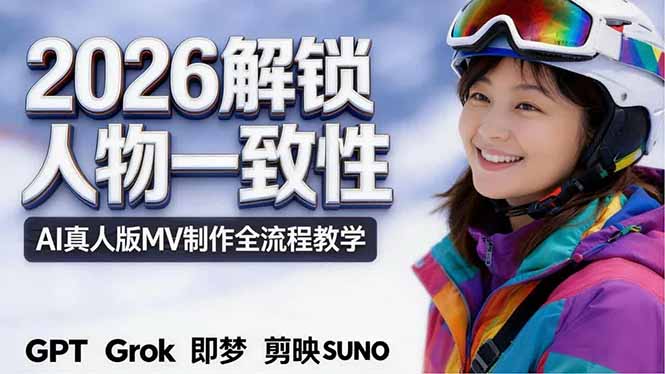 2026独创解锁人物一致性：AI真人版MV制作，不讲空话，不拼概念，全流程实操-极光库