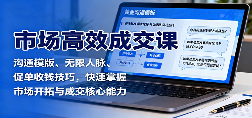 市场高效成交课:沟通模版、无限人脉、促单收钱技巧,快速掌握市场开拓与成交核心能力-极光库