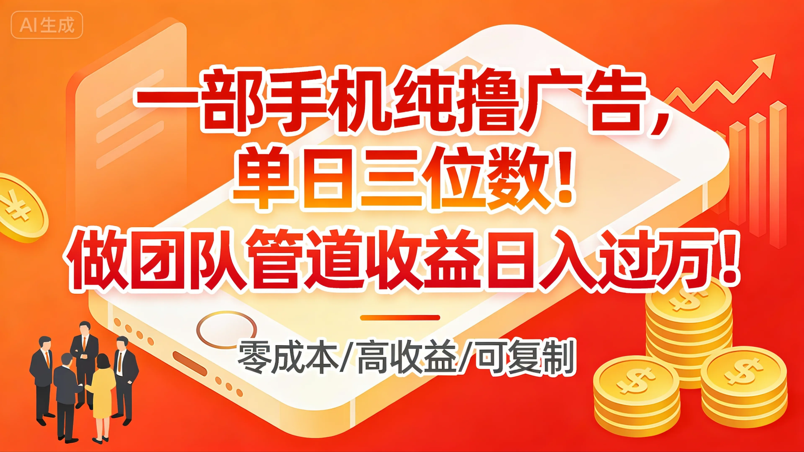 一部手机纯撸广告，单日三位数！做团队管道收益日入过万！-极光库