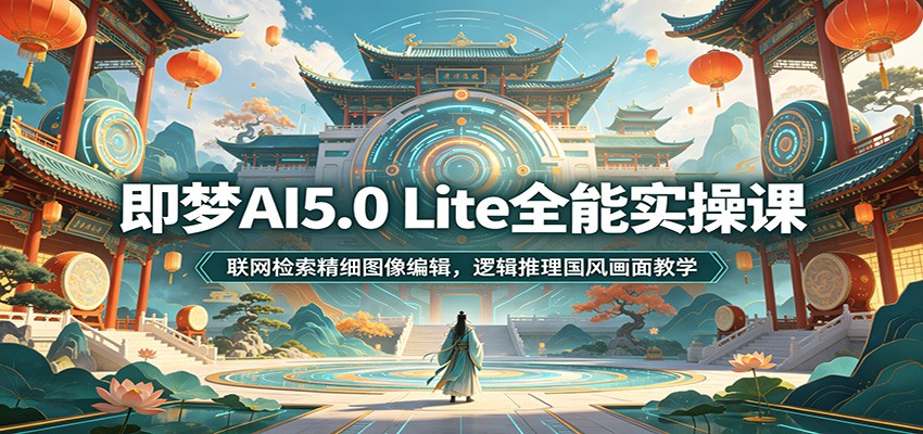 即梦AI5.0 Lite全能实操课：联网检索精细图像编辑，逻辑推理国风画面教学-极光库