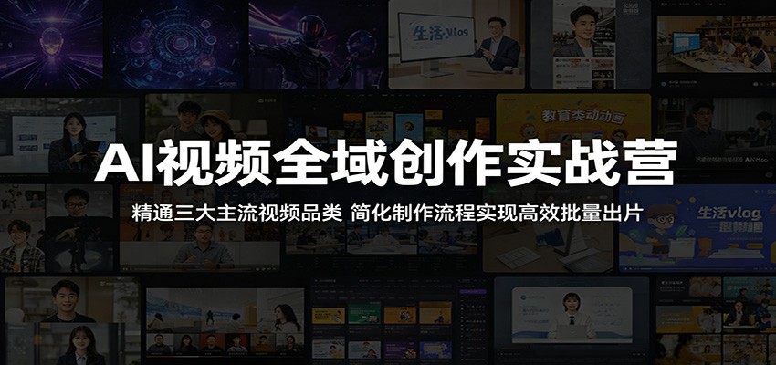AI视频全域创作实战营：精通三大主流视频品类，简化制作流程实现高效批量出片-极光库