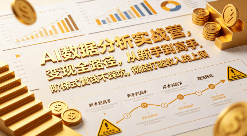 AI数据分析实战营，变现全路径，从新手到高手，阶梯式賺钱不踩坑，彻底打破收入的上限-极光库