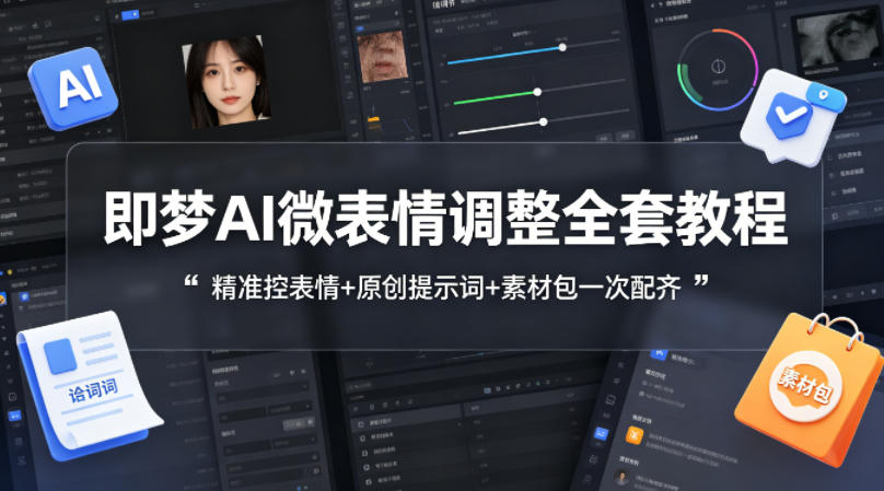 即梦AI微表情调整全套教程，精准控表情+原创提示词+素材包一次配齐-极光库