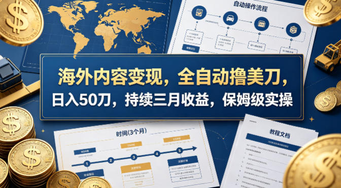 海外内容变现，全自动撸美刀，日入50刀，持续三月收益，保姆级实操【揭秘】-极光库