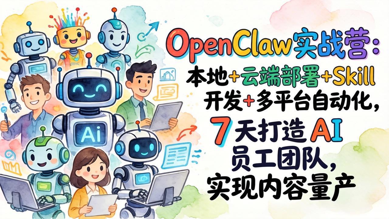 OpenClaw实战营：本地+云端部署+Skill开发+多平台自动化，7 天打造 AI 员工团队，实现内容量产-极光库
