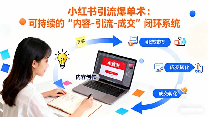 小红书引流爆单术:构建一套低成本 可持续的“内容-引流-成交”闭环系统-极光库