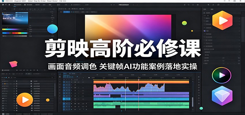 剪映高阶必修课：画面音频调色，关键帧AI功能案例落地实操-极光库