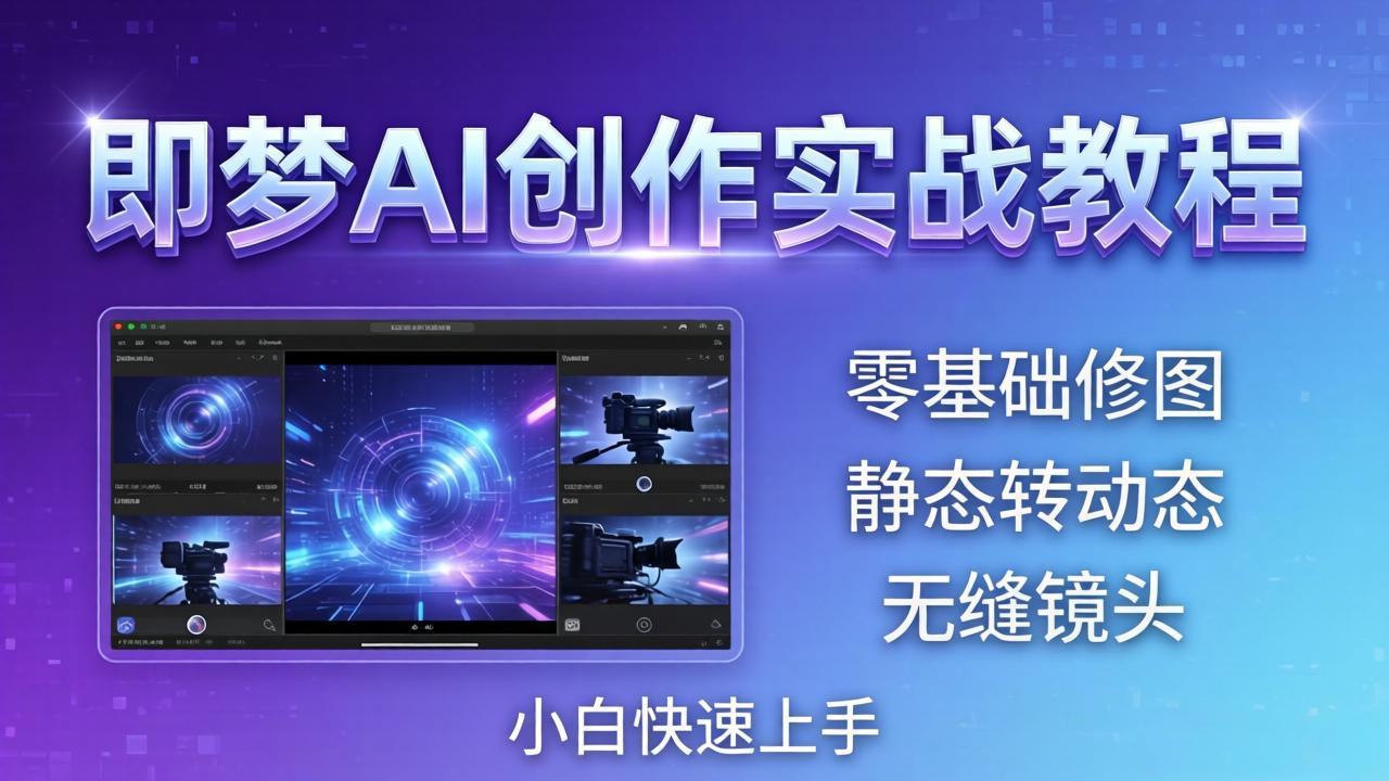 即梦AI创作实战教程，从零基础修图到AI导演，实战教学静态转动态+无缝镜头，小白快速上手-极光库