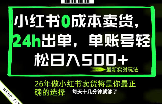 小红书0成本AI卖货，24小时出单，全流程托管，保底日入500+，每天十几分钟就够了【揭秘】-极光库