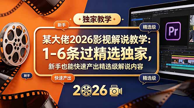 某大佬2026影视解说教学:1-6条过精选独家,新手也能快速产出精选级解说内容-极光库