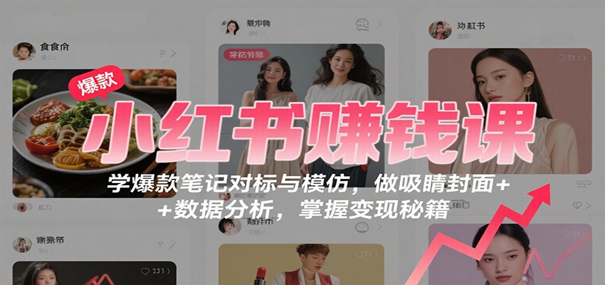 小红书赚钱课:学爆款笔记对标与模仿,做吸睛封面 + 数据分析,掌握变现秘籍-极光库
