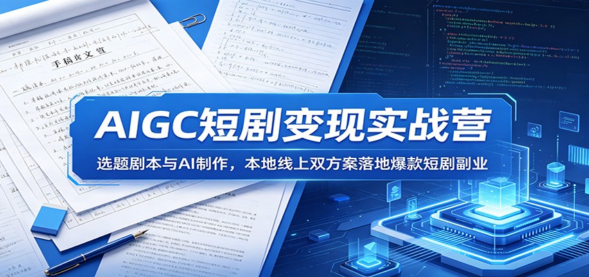 AIGC短剧变现实战营:选题剧本与AI制作,本地线上双方案落地爆款短剧副业-极光库