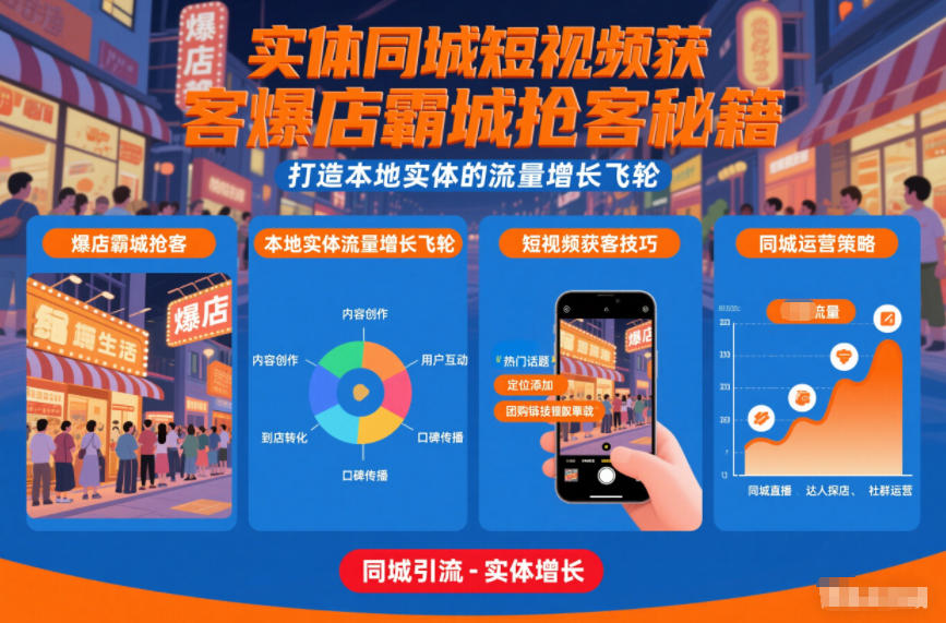 实体同城短视频获客爆店霸城抢客秘籍，打造本地实体的流量增长飞轮-极光库