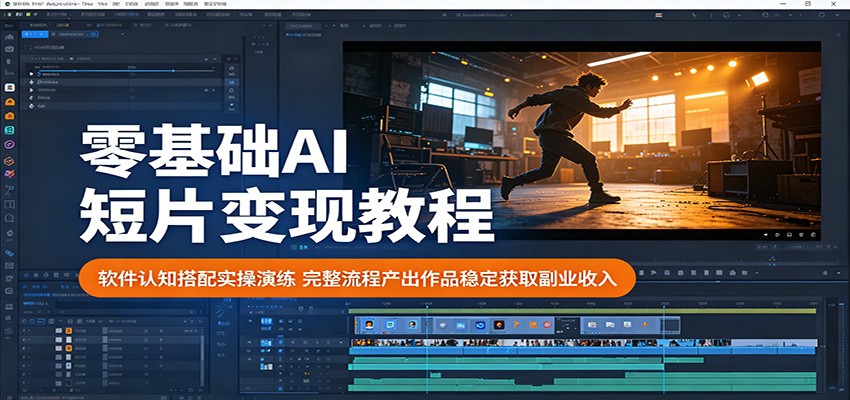 零基础AI短片变现教程:软件认知搭配实操演练,完整流程产出作品稳定获取副业收入-极光库