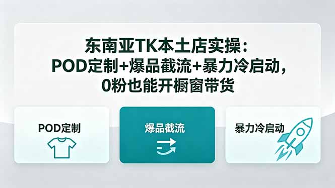 东南亚TK本土店实操：POD定制+爆品截流+暴力冷启动，0粉也能开橱窗带货-极光库