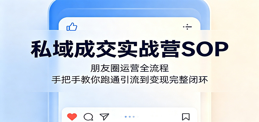 私域成交实战营SOP：朋友圈运营全流程，手把手教你跑通引流到变现完整闭环-极光库