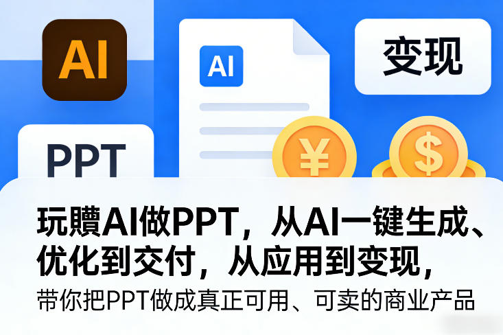 玩賺AI做PPT，从AI一键生成、优化到交付，从应用到变现，带你把PPT做成真正可用、可卖的商业产品(更新0401)-极光库