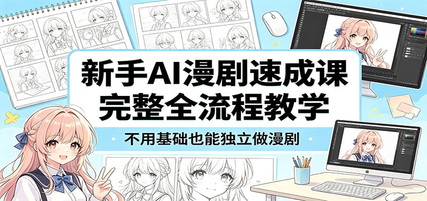 新手AI漫剧速成课：完整全流程教学，不用基础也能独立做漫剧-极光库