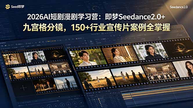 2026AI短剧漫剧学习营：即梦Seedance2.0+九宫格分镜，150+行业宣传片案例全掌握-极光库
