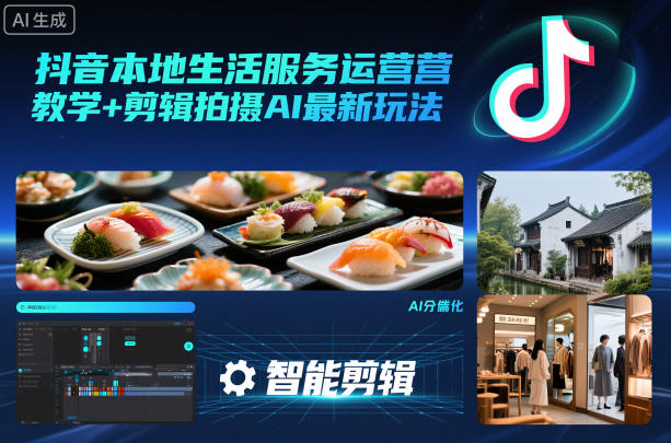 抖音本地生活服务运营教学+剪辑拍摄AI最新玩法-极光库