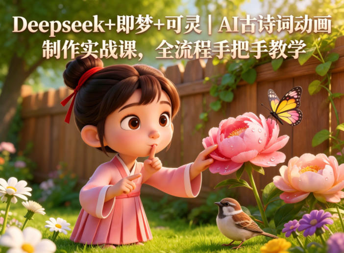 Deepseek+即梦+可灵｜AI古诗词动画制作实战课，全流程手把手教学-极光库