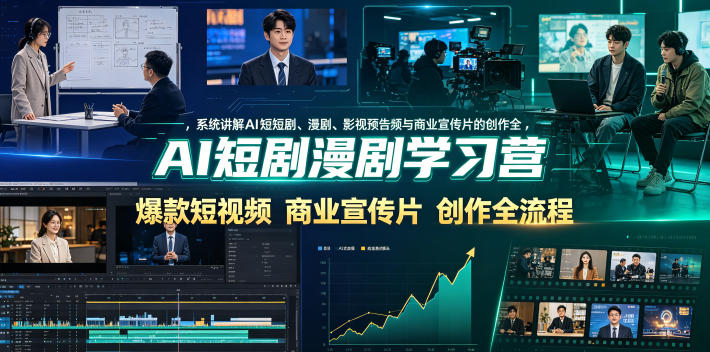 AI短剧漫剧学习营，系统讲解AI短剧、漫剧、影视预告片、爆款短视频与商业宣传片的创作全流程-极光库