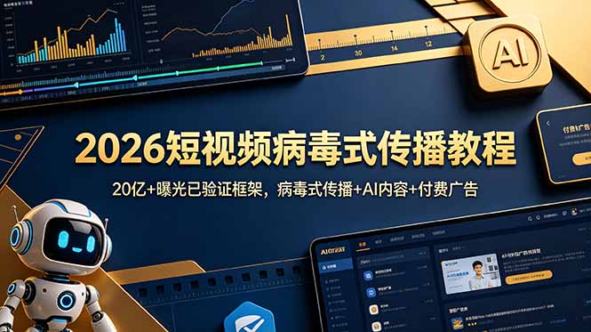 2026短视频病毒式传播教程：20亿+曝光已验证框架，病毒式传播+AI内容+付费广告-极光库