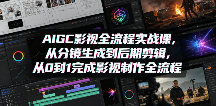 AIGC影视全流程实战课，从分镜生成到后期剪辑，从0到1完成影视制作全流程-极光库