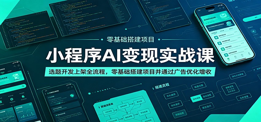 小程序AI变现实战课:选题开发上架全流程,零基础搭建项目并通过广告优化增收-极光库