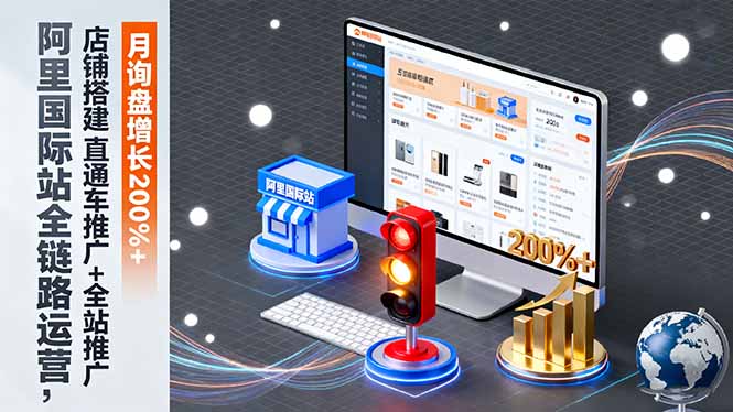 阿里国际站全链路运营，店铺搭建+直通车推广+全站推广，月询盘增长200%+-极光库