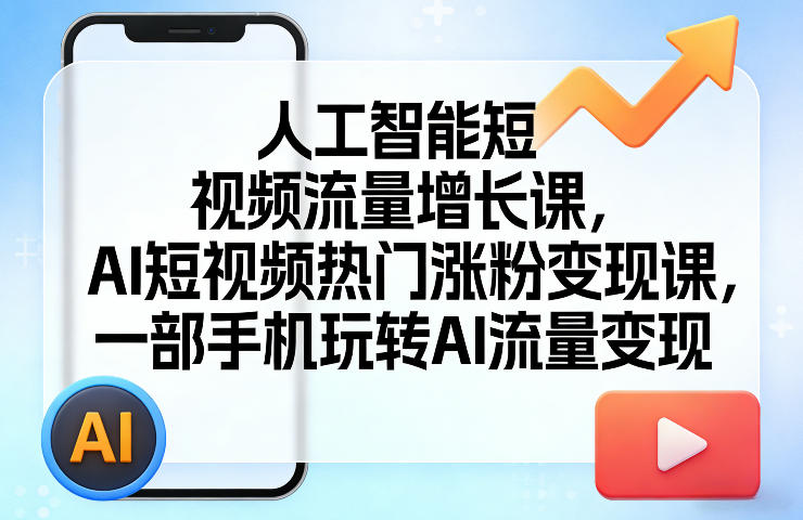 人工智能短视频流量增长课，AI短视频热门涨粉变现课，一部手机玩转AI流量变现-极光库