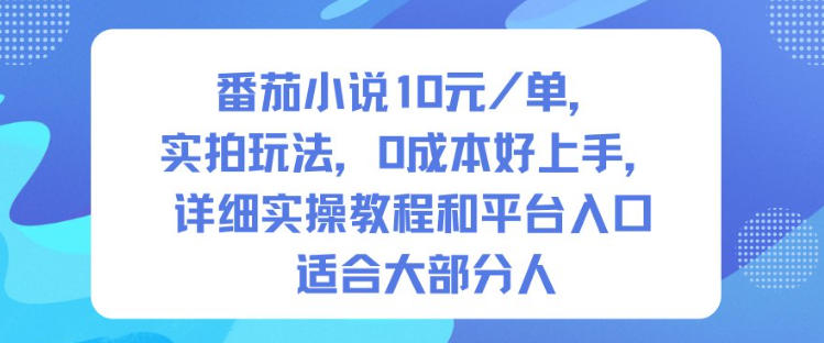 番茄小说10米每单，实拍玩法，0成本好上手，详细实操教程和平台入口适合大部分人-极光库