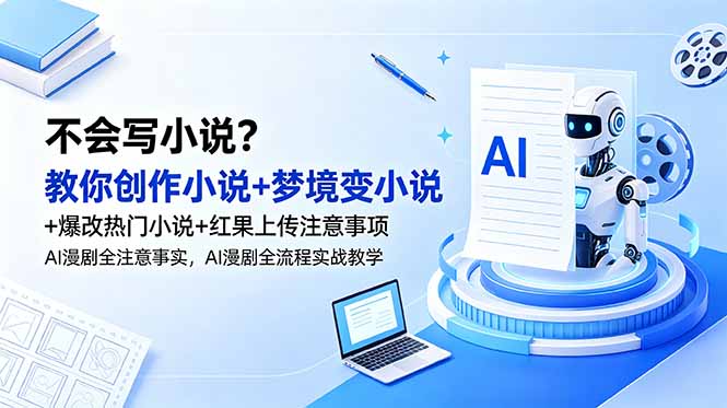 不会写小说？教你创作小说+梦境变小说+爆改热门小说+红果上传注意事项，AI漫剧全流程实战教学-极光库