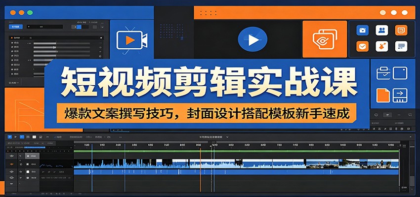 短视频剪辑实战课：爆款文案撰写技巧，封面设计搭配模板新手速成-极光库